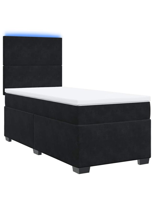 Box spring postel s matrací černá 80 x 200 cm samet