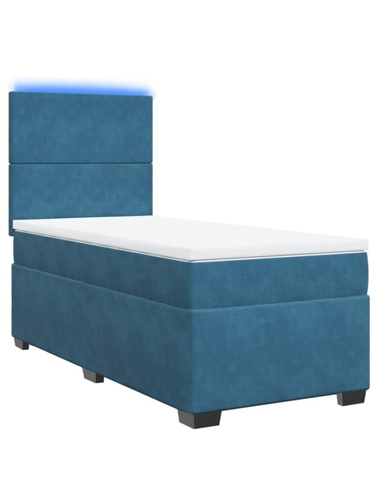Box spring postel s matrací modrá 80 x 200 cm samet