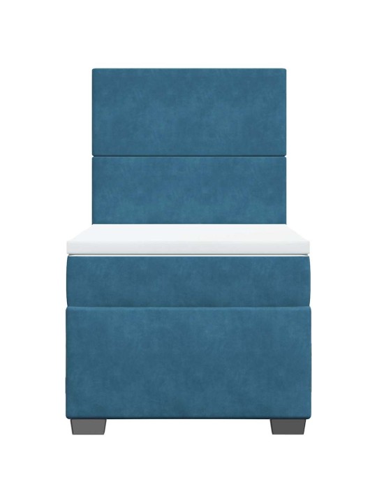 Box spring postel s matrací modrá 80 x 200 cm samet