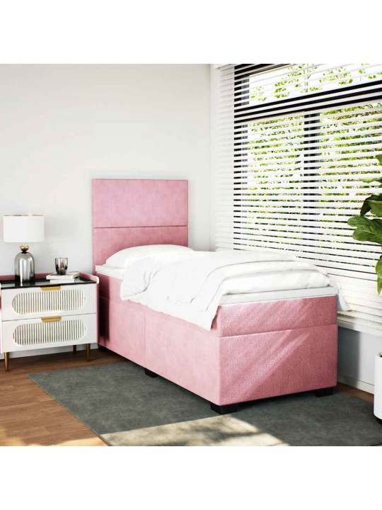 Box spring postel s matrací růžová 80 x 200 cm samet