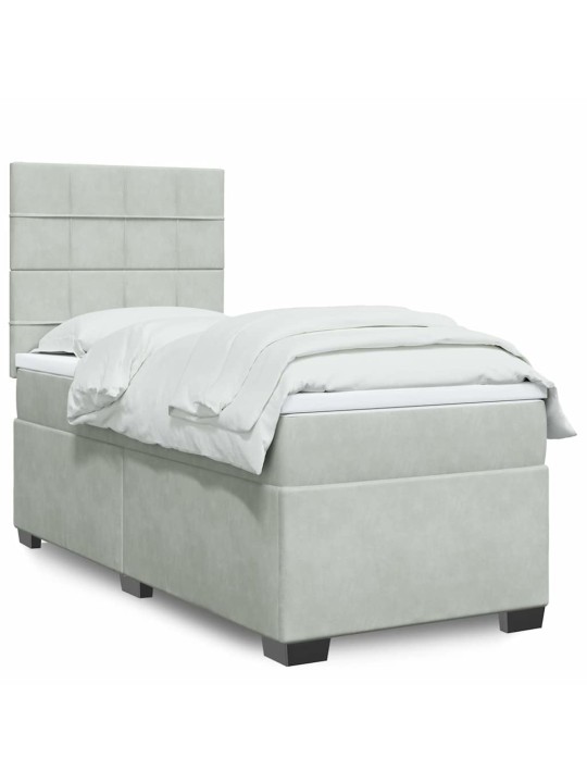 Box spring postel s matrací světle šedá 80 x 200 cm samet