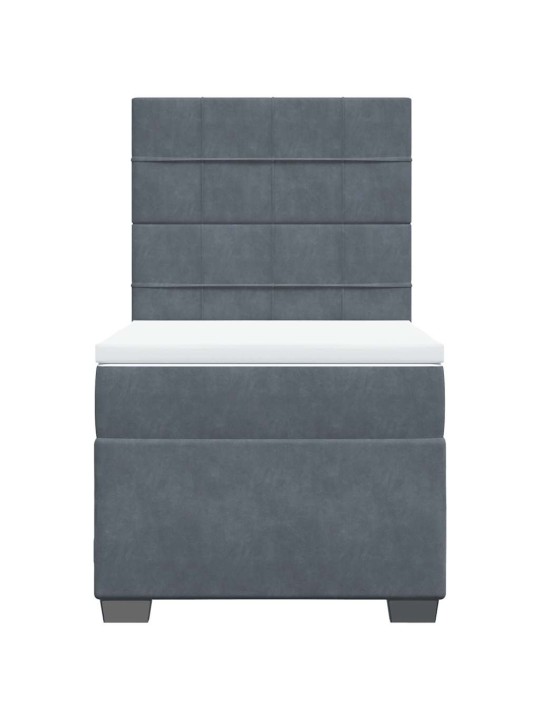 Box spring postel s matrací tmavě šedá 80 x 200 cm samet