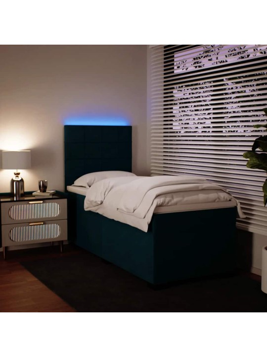 Box spring postel s matrací modrá 80 x 200 cm samet
