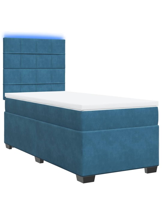 Box spring postel s matrací modrá 80 x 200 cm samet