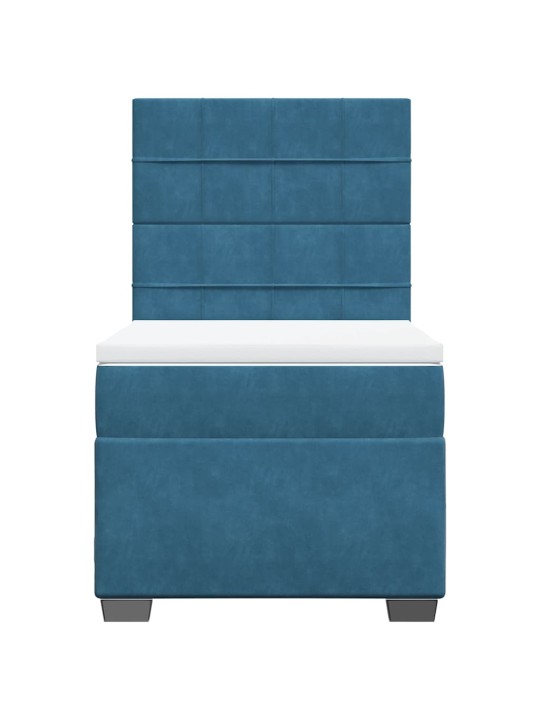 Box spring postel s matrací modrá 80 x 200 cm samet