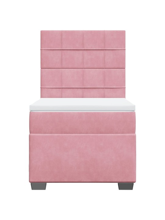 Box spring postel s matrací růžová 80 x 200 cm samet