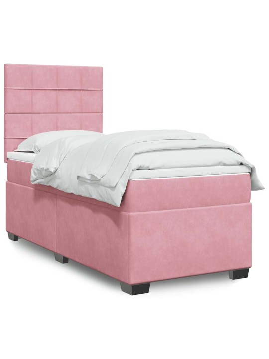 Box spring postel s matrací růžová 80 x 200 cm samet