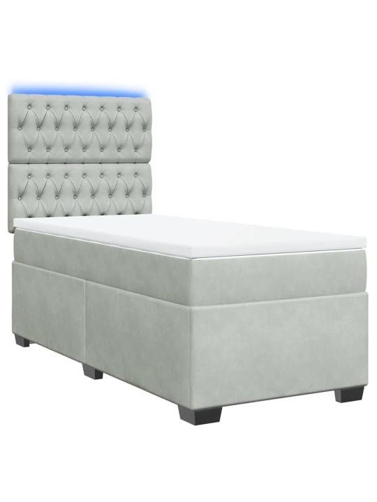 Box spring postel s matrací světle šedá 80 x 200 cm samet