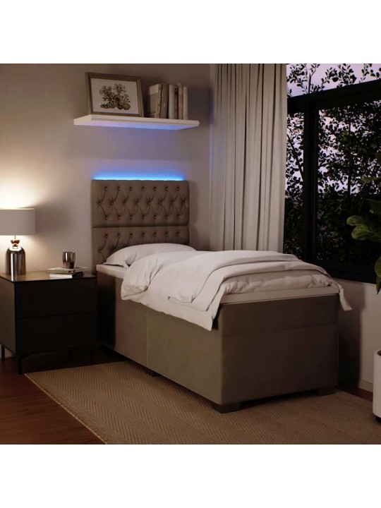 Box spring postel s matrací světle šedá 80 x 200 cm samet