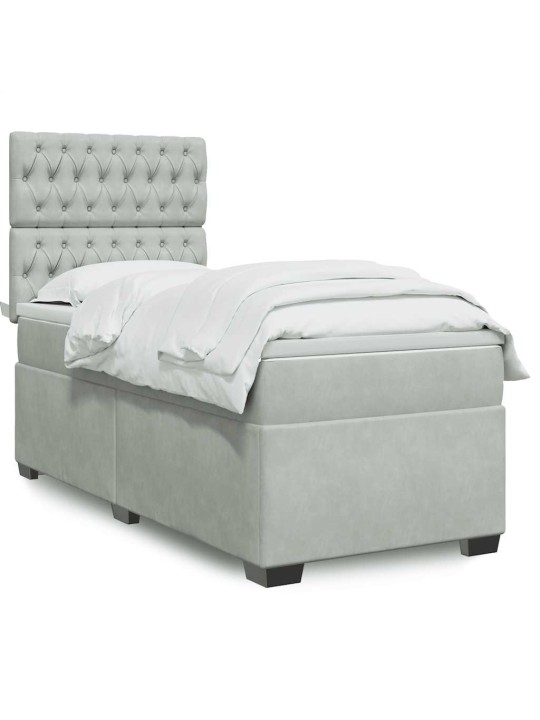 Box spring postel s matrací světle šedá 80 x 200 cm samet