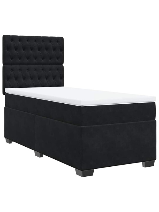 Box spring postel s matrací černá 80 x 200 cm samet