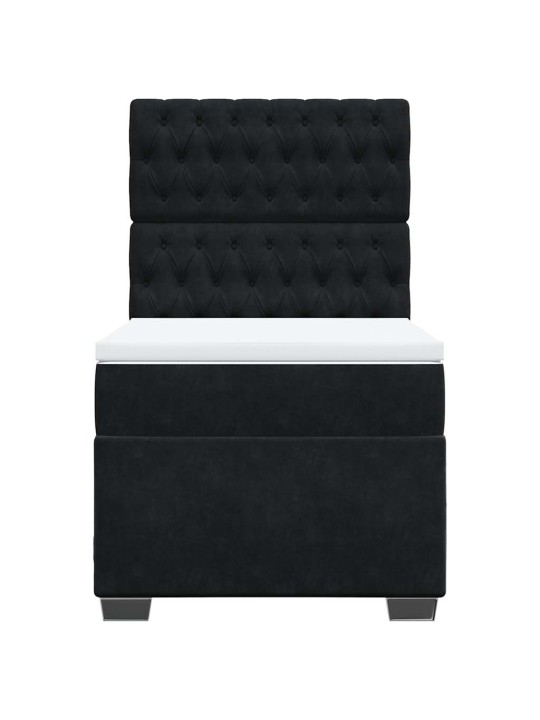 Box spring postel s matrací černá 80 x 200 cm samet