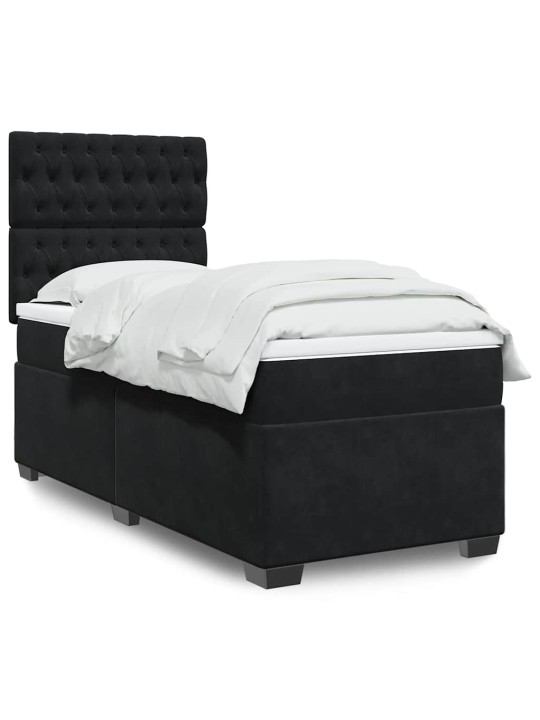 Box spring postel s matrací černá 80 x 200 cm samet