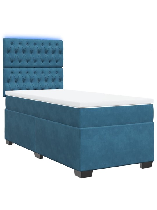 Box spring postel s matrací modrá 80 x 200 cm samet