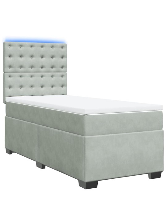 Box spring postel s matrací světle šedá 80 x 200 cm samet