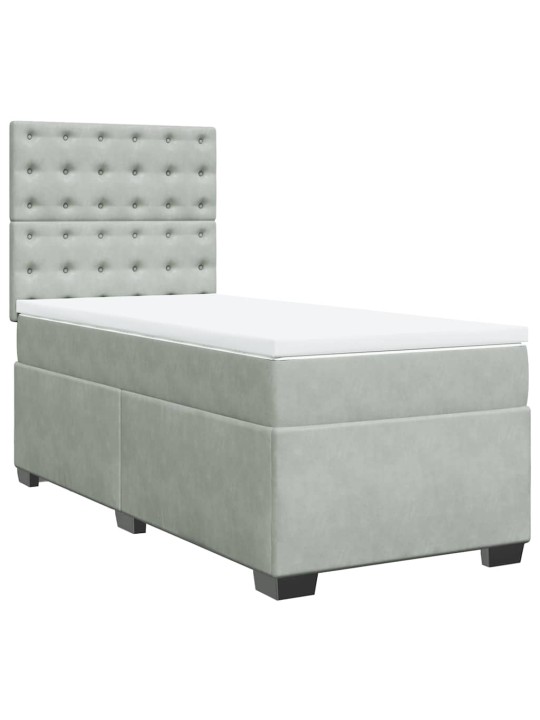 Box spring postel s matrací světle šedá 80 x 200 cm samet