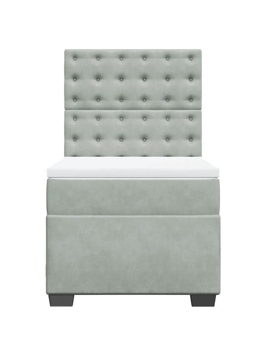 Box spring postel s matrací světle šedá 80 x 200 cm samet