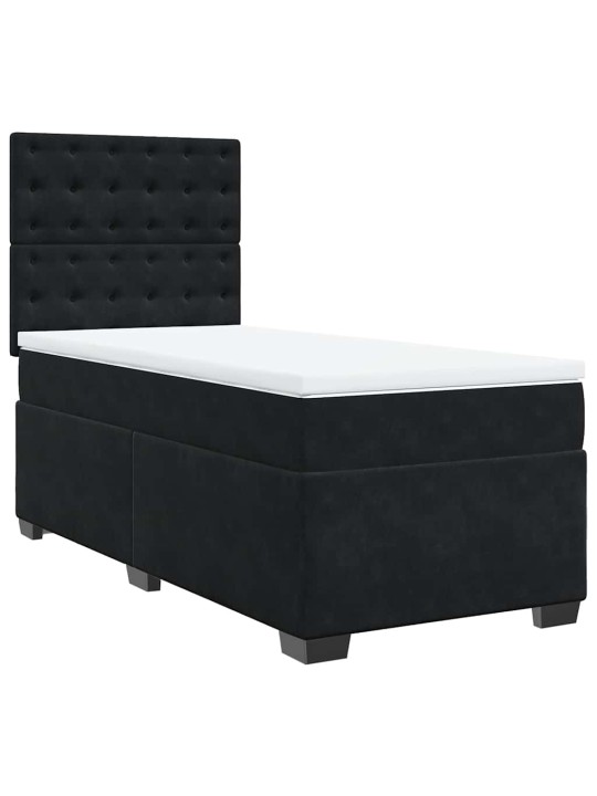 Box spring postel s matrací černá 80 x 200 cm samet