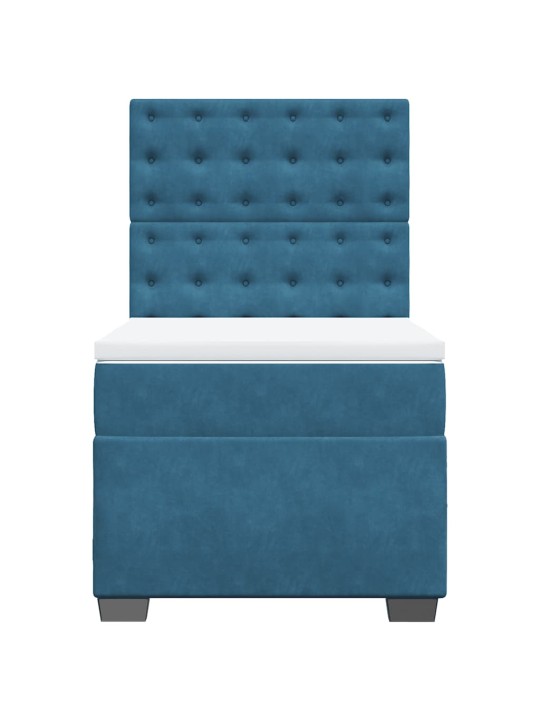 Box spring postel s matrací modrá 80 x 200 cm samet