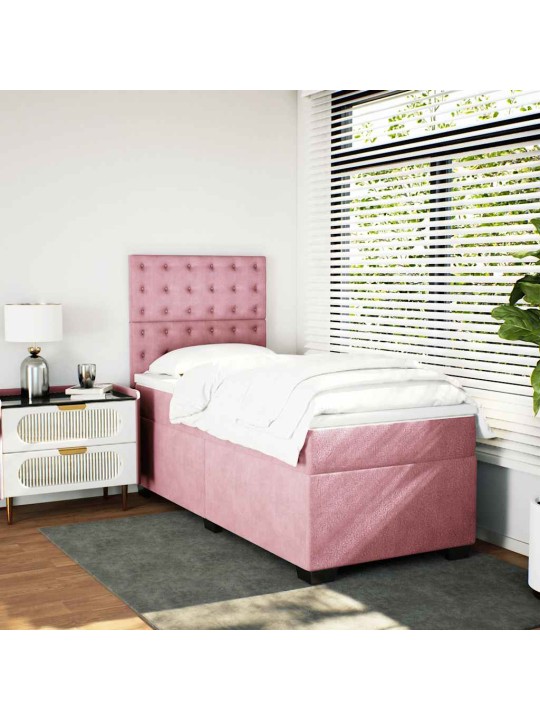 Box spring postel s matrací růžová 80 x 200 cm samet