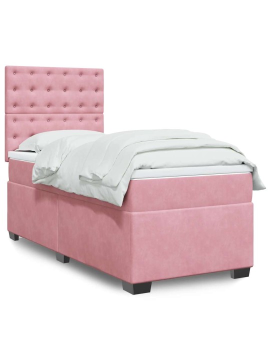 Box spring postel s matrací růžová 80 x 200 cm samet