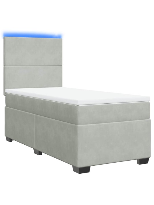 Box spring postel s matrací světle šedá 90x190 cm samet