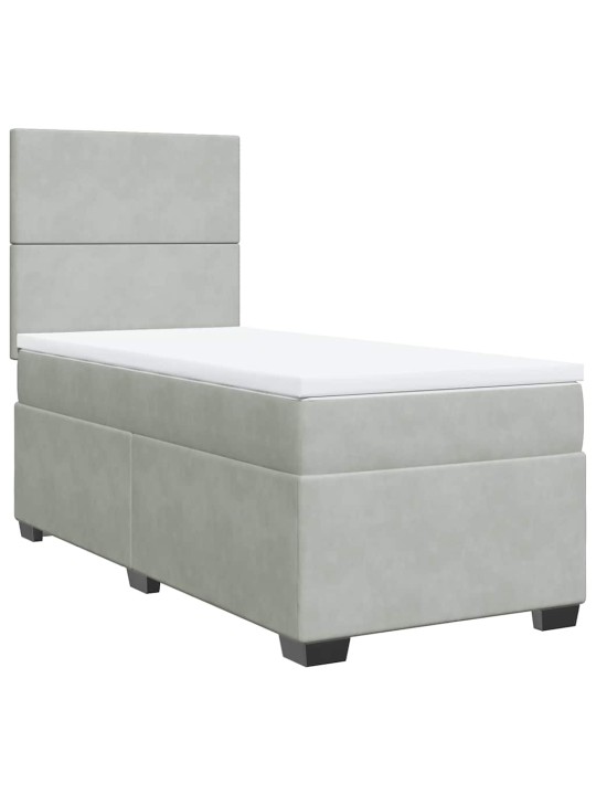 Box spring postel s matrací světle šedá 90x190 cm samet