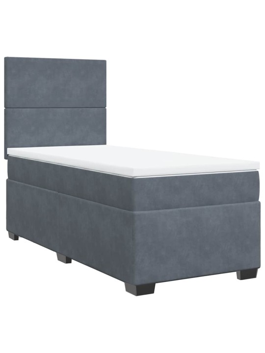 Box spring postel s matrací tmavě šedá 90x190 cm samet