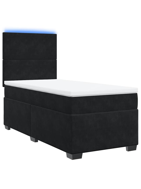 Box spring postel s matrací černá 90x190 cm samet