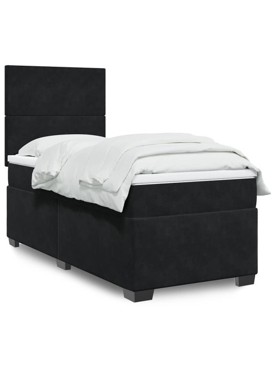 Box spring postel s matrací černá 90x190 cm samet