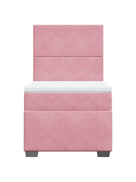 Box spring postel s matrací růžová 90x190 cm samet