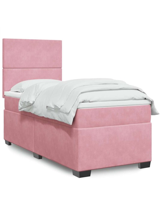 Box spring postel s matrací růžová 90x190 cm samet