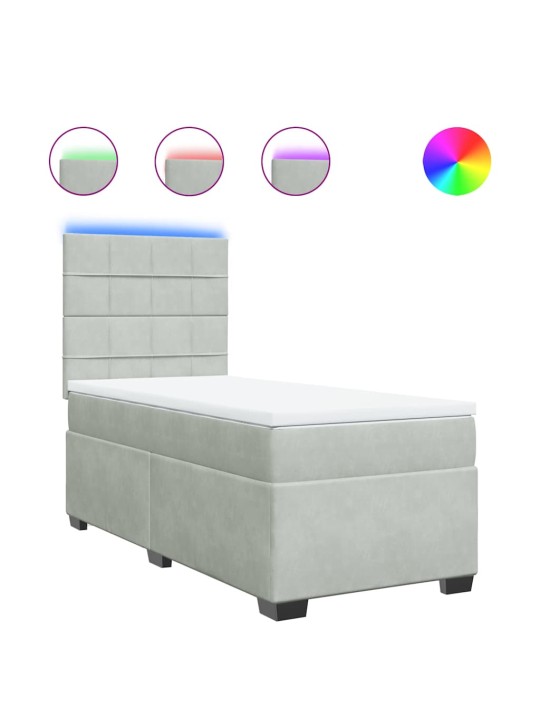 Box spring postel s matrací světle šedá 90x190 cm samet