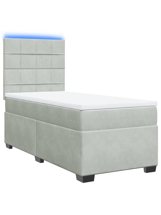 Box spring postel s matrací světle šedá 90x190 cm samet