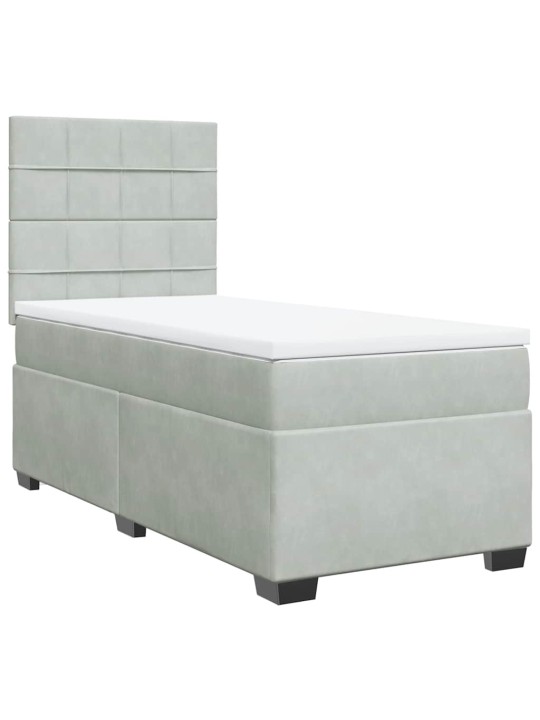 Box spring postel s matrací světle šedá 90x190 cm samet