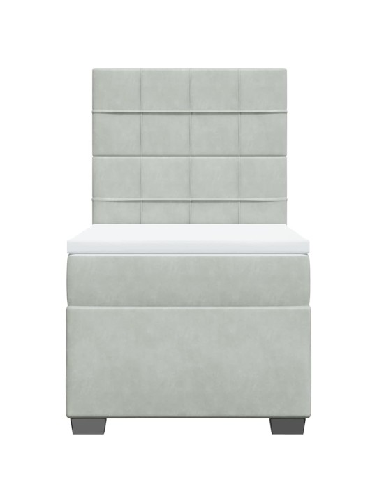 Box spring postel s matrací světle šedá 90x190 cm samet