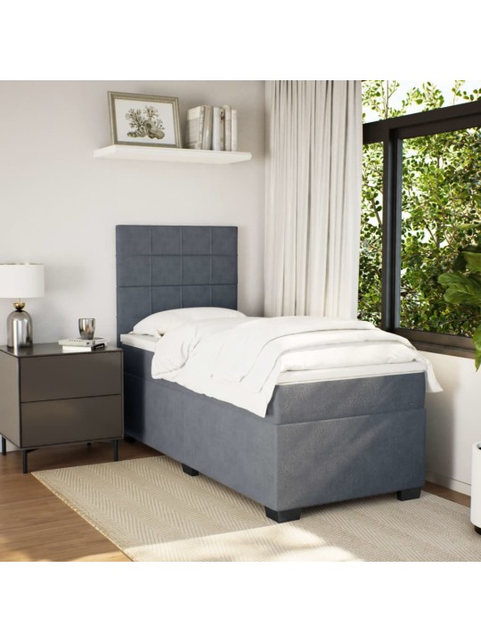 Box spring postel s matrací tmavě šedá 90x190 cm samet
