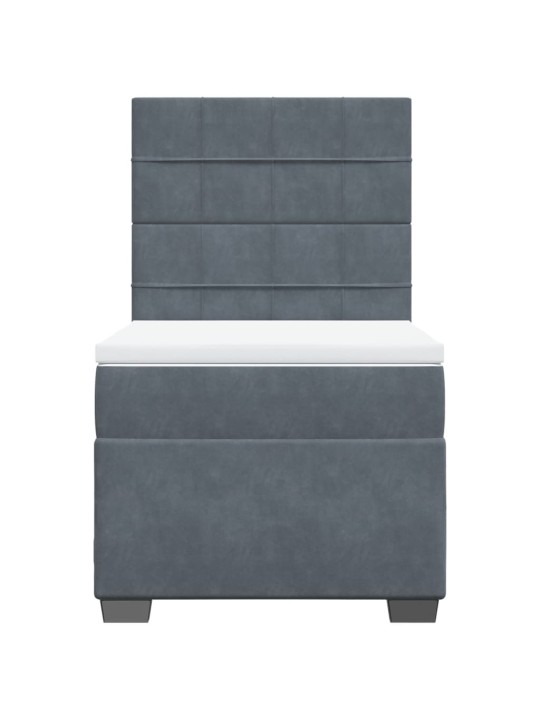 Box spring postel s matrací tmavě šedá 90x190 cm samet