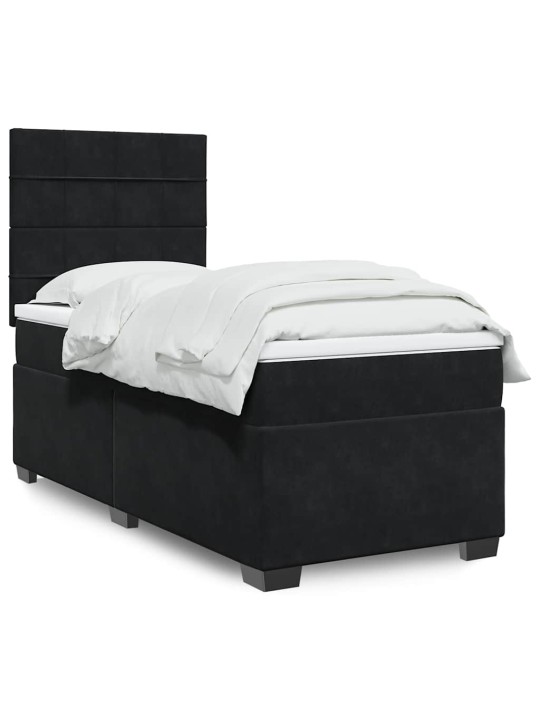 Box spring postel s matrací černá 90x190 cm samet