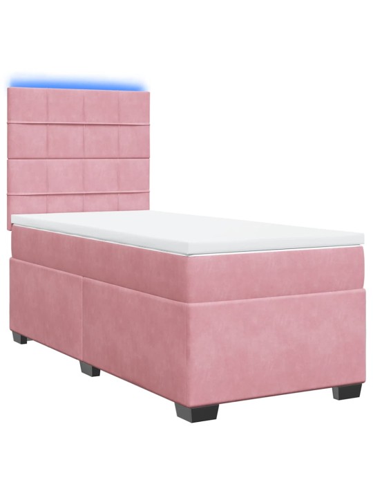Box spring postel s matrací růžová 90x190 cm samet
