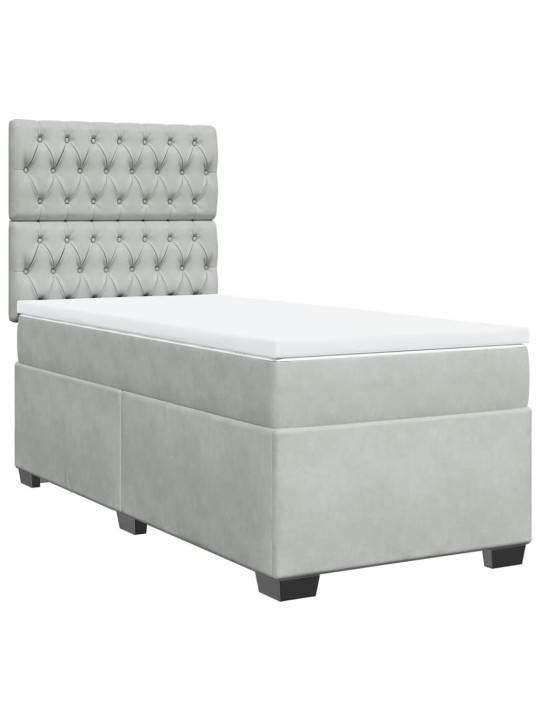 Box spring postel s matrací světle šedá 90x190 cm samet