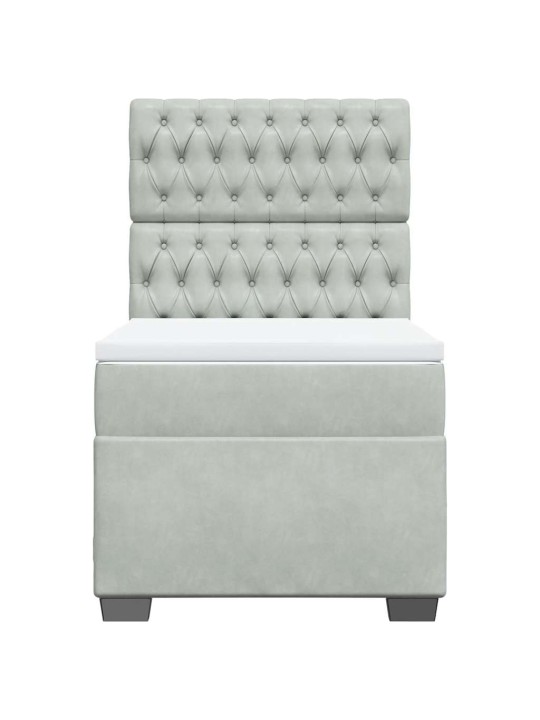 Box spring postel s matrací světle šedá 90x190 cm samet