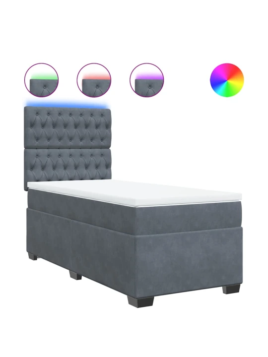 Box spring postel s matrací tmavě šedá 90x190 cm samet
