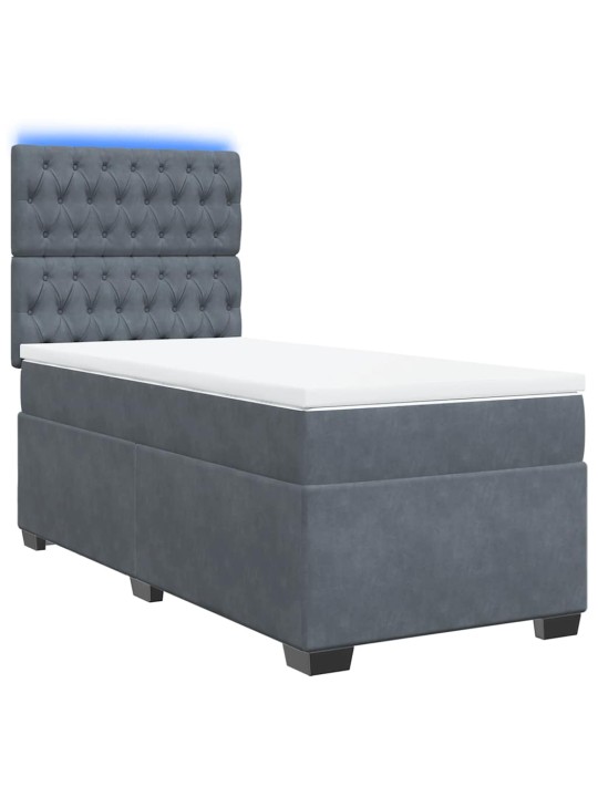 Box spring postel s matrací tmavě šedá 90x190 cm samet