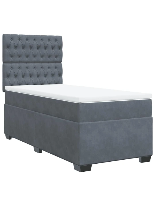 Box spring postel s matrací tmavě šedá 90x190 cm samet