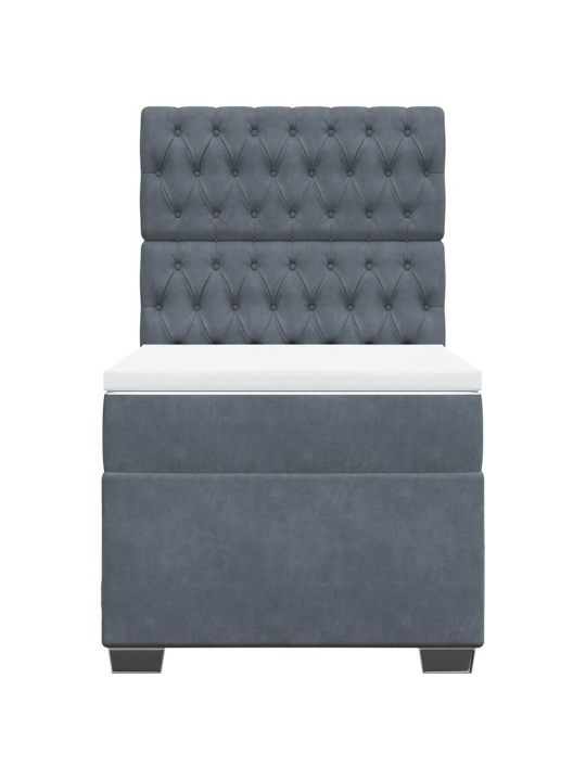 Box spring postel s matrací tmavě šedá 90x190 cm samet