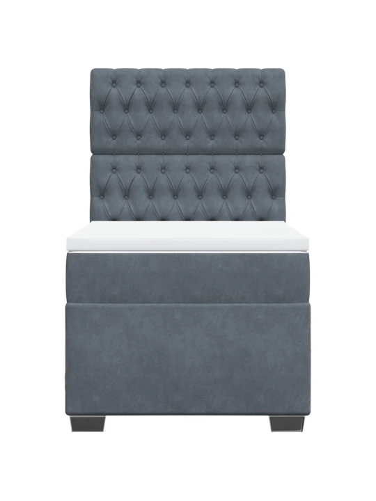 Box spring postel s matrací tmavě šedá 90x190 cm samet