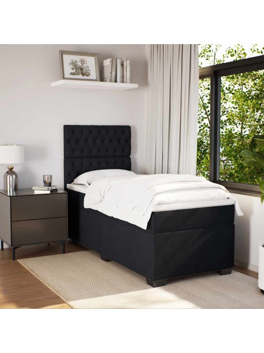 Box spring postel s matrací černá 90x190 cm samet