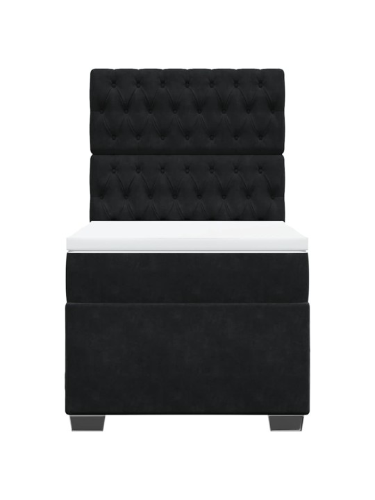 Box spring postel s matrací černá 90x190 cm samet