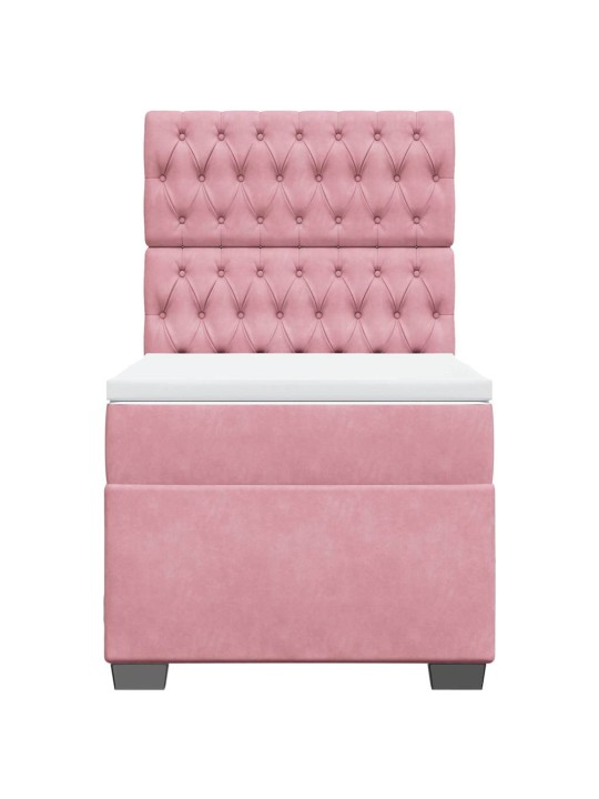 Box spring postel s matrací růžová 90x190 cm samet